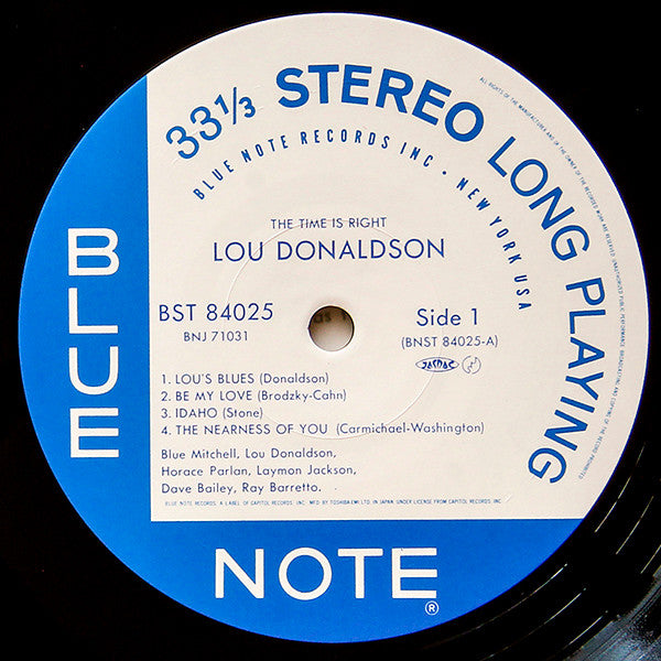 Lou Donaldson - The Time Is Right (LP, Album, RE)
