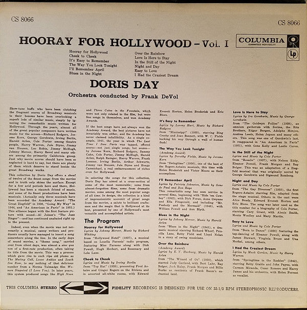 Doris Day - Hooray For Hollywood Volume 1 (LP, Album)