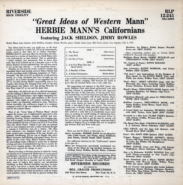 Herbie Mann's Californians - Great Ideas Of Western Mann(LP, Album,...