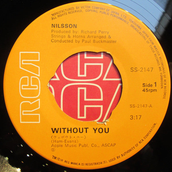 Harry Nilsson - Without You (7"", Single)