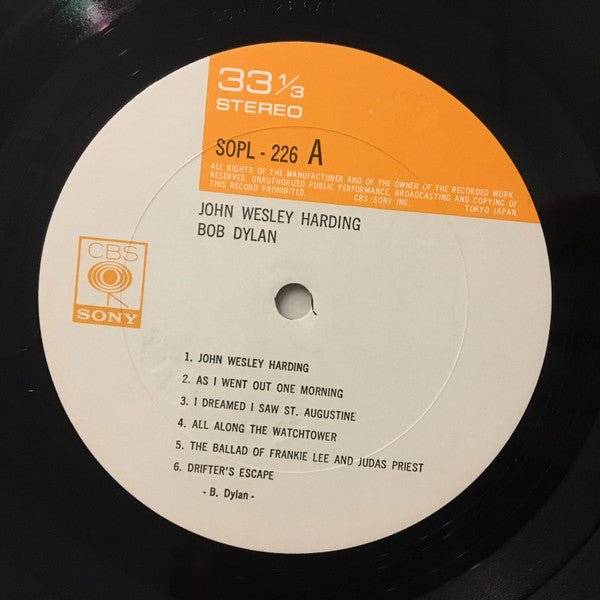 Bob Dylan - John Wesley Harding (LP, Album, RE)