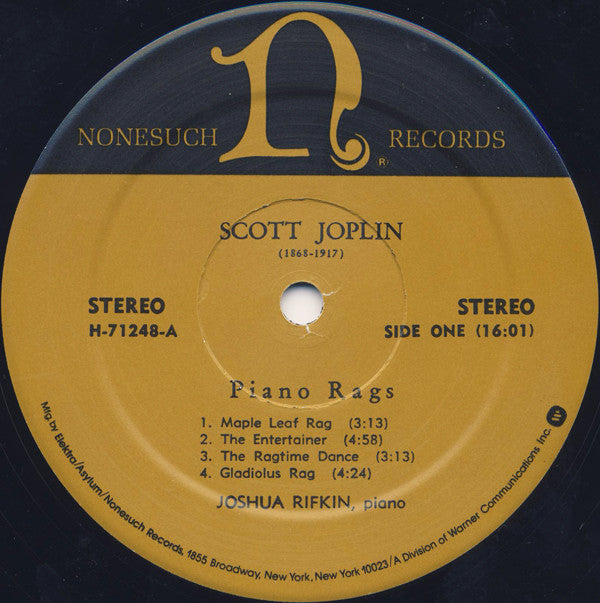 Scott Joplin, Joshua Rifkin - Piano Rags (LP, Album, RE)