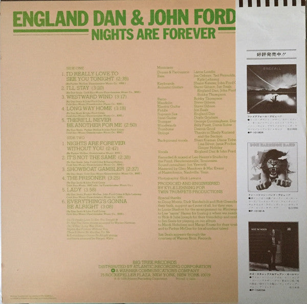 England Dan & John Ford Coley - Nights Are Forever (LP, Album)