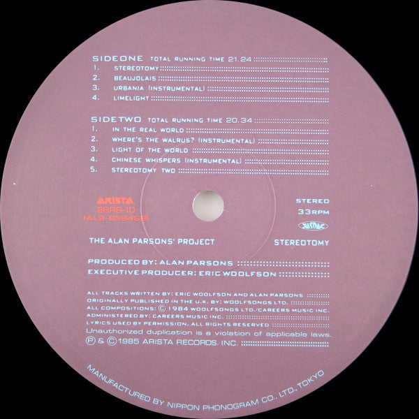 The Alan Parsons Project - Stereotomy (LP, Album)