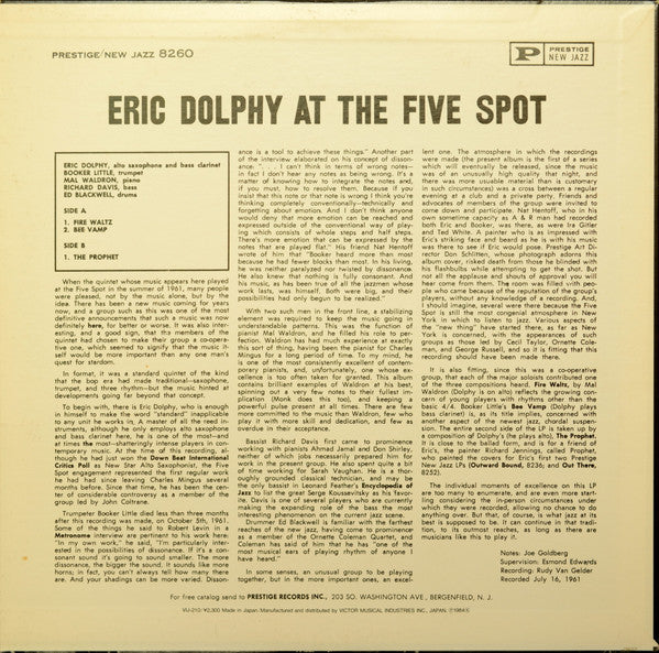 Eric Dolphy - At The Five Spot, Volume 1 (LP, Album, RE)