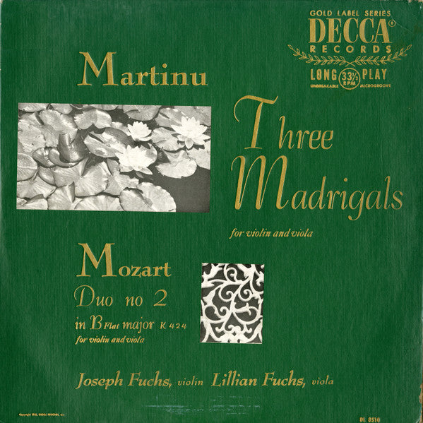 Bohuslav Martinů - Three Madrigals For Violin And Viola / Duo No.2 ...