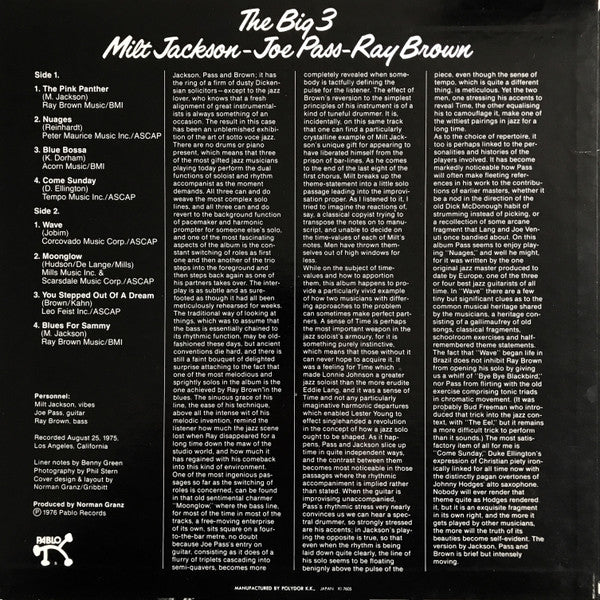 Milt Jackson - Joe Pass - Ray Brown - The Big 3 (LP, Album)