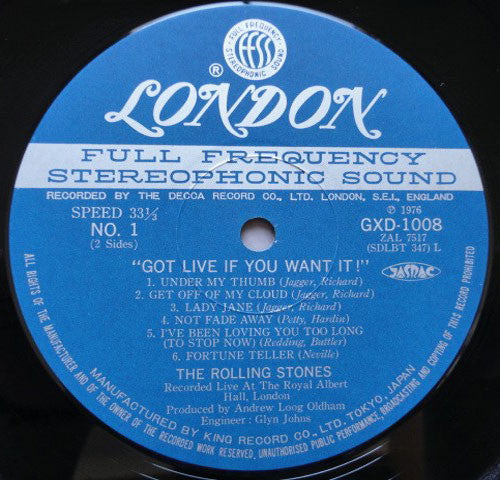 The Rolling Stones - Got Live If You Want It! (LP, Album, RE)