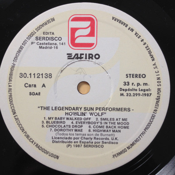 Howlin' Wolf - The Legendary Sun Performers (LP, Comp, RE)