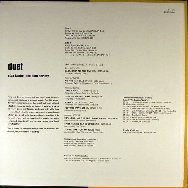 Stan Kenton - Duet (LP, Duo)