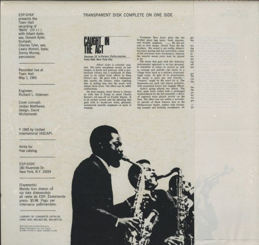 Albert Ayler - Bells (LP, S/Sided, Album, RP)