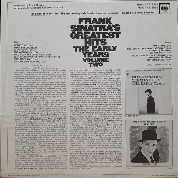 Frank Sinatra - Frank Sinatra's Greatest Hits - The Early Years - V...