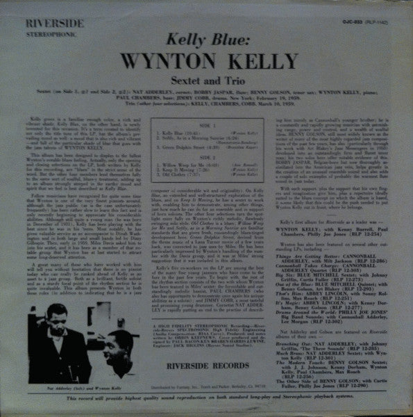 Wynton Kelly - Kelly Blue (LP, Album, RE)