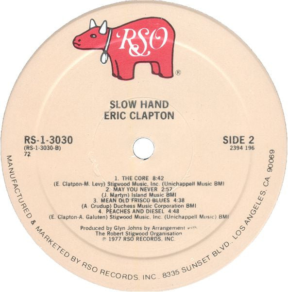 Eric Clapton - Slowhand (LP, Album, 72 )