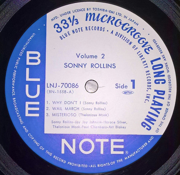 Sonny Rollins - Volume 2 (LP, Album, Mono, RE)