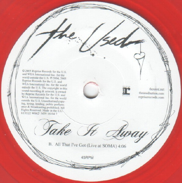 The Used - Take It Away (7"", Single, Ltd, Red)