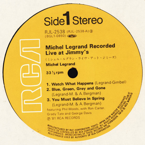 Michel Legrand - Recorded Live At Jimmy's(LP, Album, RE)