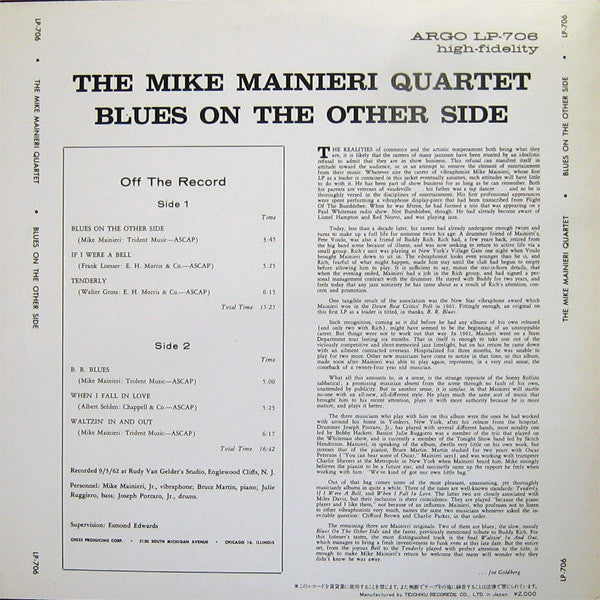 The Mike Mainieri Quartet - Blues On The Other Side(LP, Album, Mono...