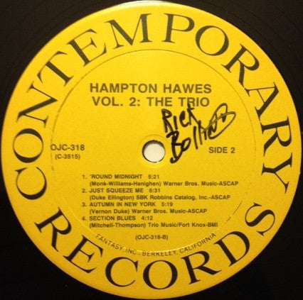 Hampton Hawes - This Is Hampton Hawes Vol. 2: The Trio (LP, Album)