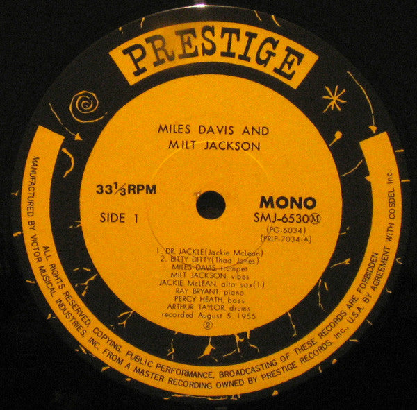 Miles Davis And Milt Jackson - Quintet / Sextet (LP, Album, Mono, RE)