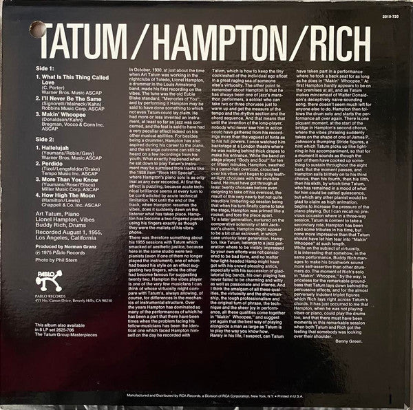 Art Tatum - The Tatum Group Masterpieces(LP, Album, RE, Ind)