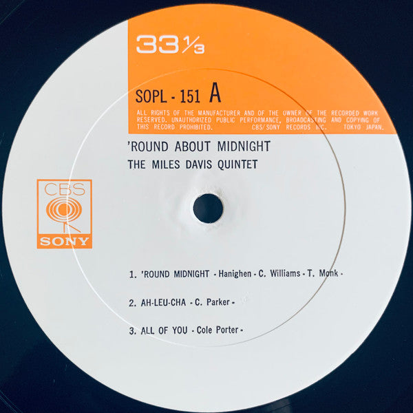 The Miles Davis Quintet - 'Round About Midnight (LP, Album, Mono, RE)