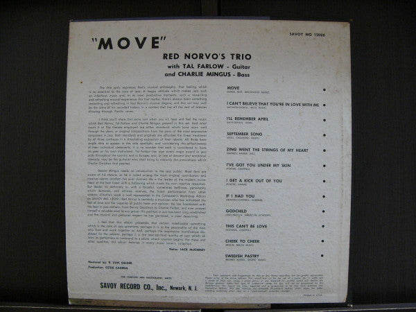 The Red Norvo Trio - Move!(LP, Album, Mono, RP)