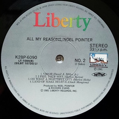Noel Pointer - All My Reasons (LP, Album)
