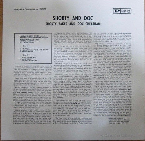 Shorty Baker* & Doc Cheatham - Shorty & Doc (LP, Album)