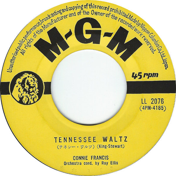Connie Francis - Tennessee Waltz / Anytime (7"", Single)