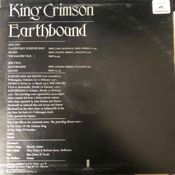 King Crimson - Earthbound (LP, Album)