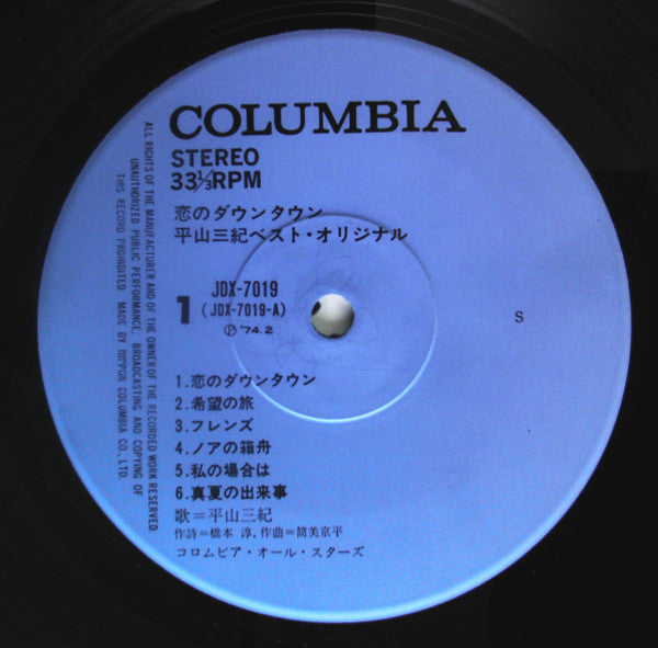 Miki Hirayama - 恋のダウン・タウン: 平山三紀 ベスト・オリジナル (LP, Album, Comp)
