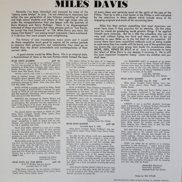 Miles Davis Quartet* - Miles Davis Quartet (10"", Comp, Mono, RE)