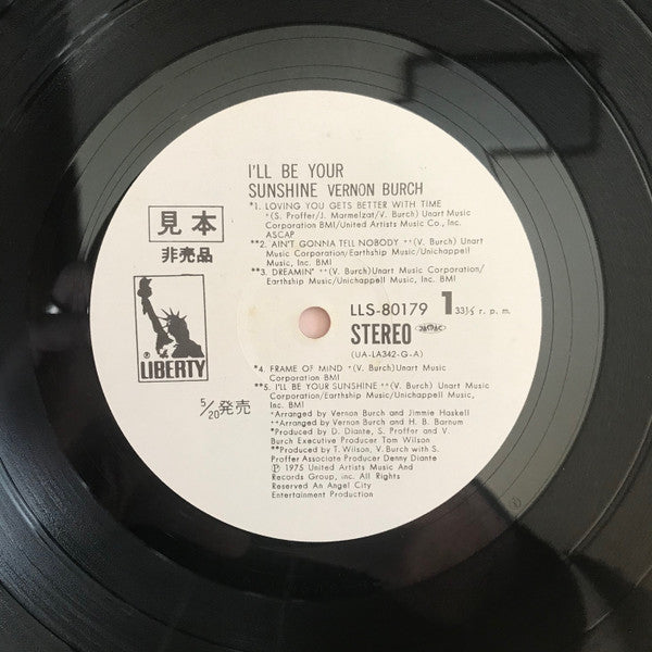 Vernon Burch - I'll Be Your Sunshine (LP, Album, Promo)