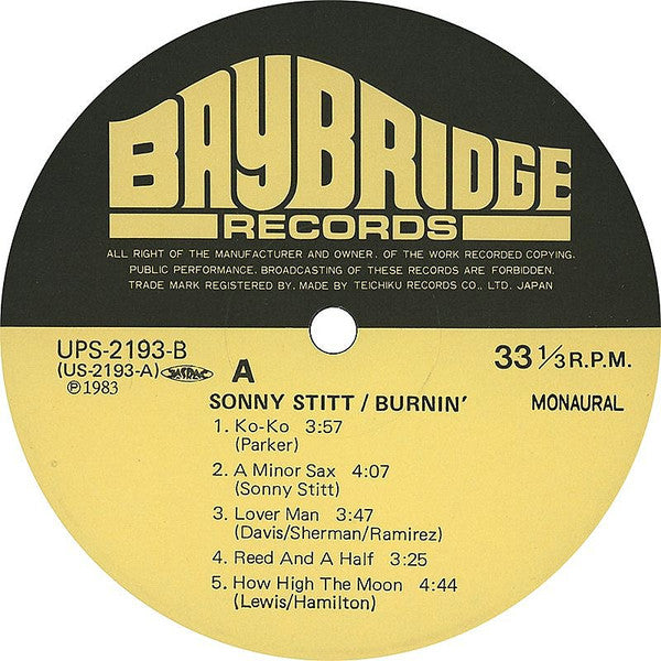 Sonny Stitt - Burnin' (LP, Album, Mono, RE)