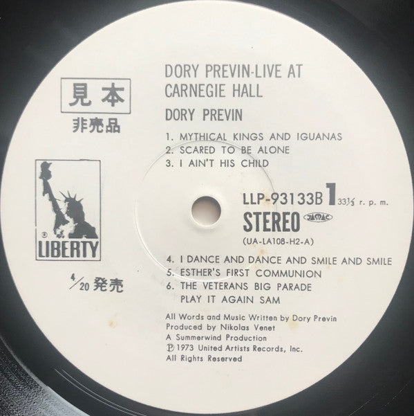 Dory Previn - Live At Carnegie Hall (2xLP, Album, Promo)