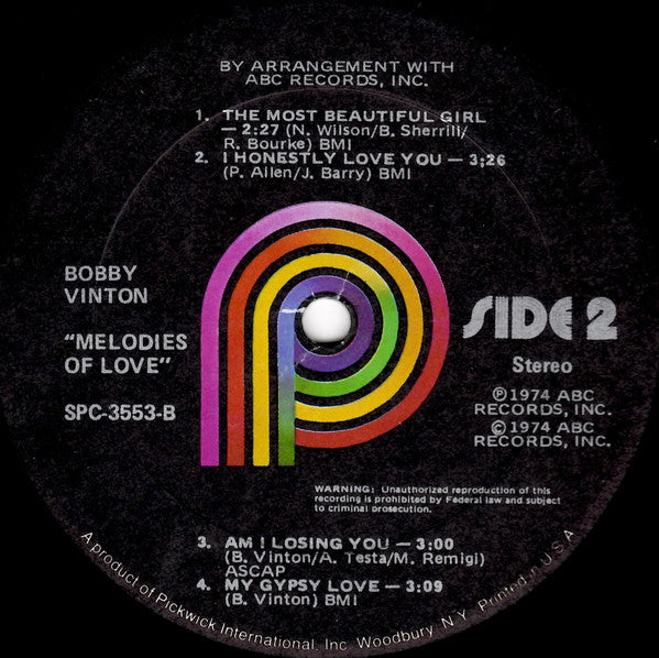 Bobby Vinton - Melodies Of Love (LP, Album, RP)