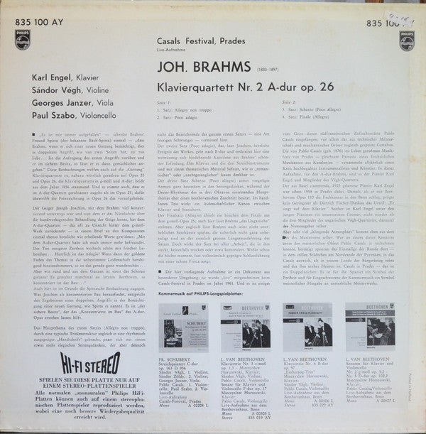 Johannes Brahms - Klavierquartett Nr. 2 A-Dur Op. 26 (Casals Festiv...