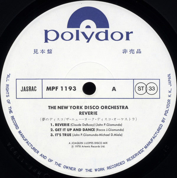 The New York Disco Orchestra - Reverie (LP, Album, Promo)