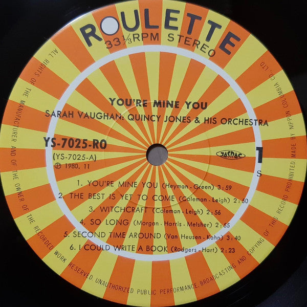 Sarah Vaughan - You're Mine You(LP, Album, RE)