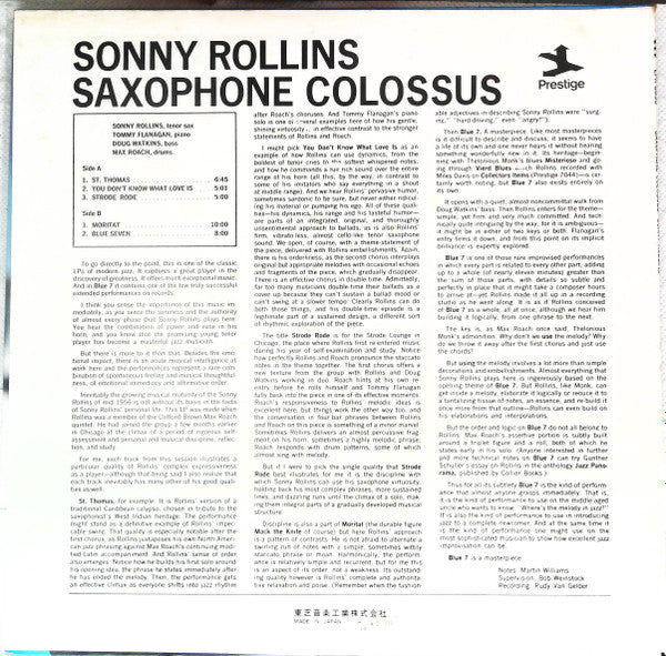 Sonny Rollins - Saxophone Colossus (LP, Album, RE)