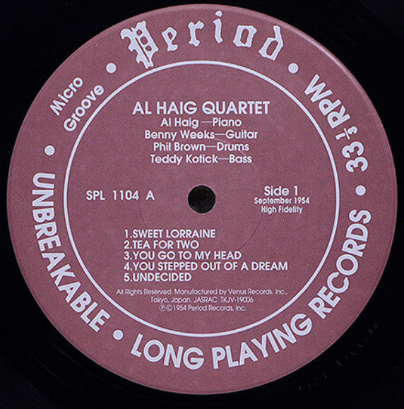 Al Haig Quartet - Al Haig Quartet (LP, Album, Ltd)