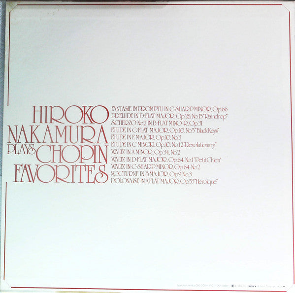 Hiroko Nakamura - Plays Chopin Favorites (LP)