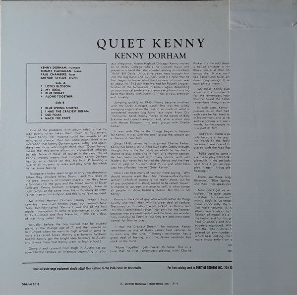 Kenny Dorham - Quiet Kenny (LP, Album, Promo, RE)