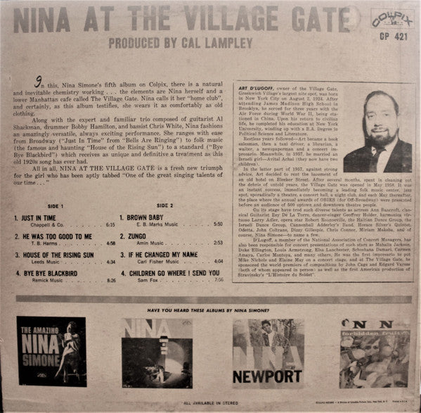 Nina Simone - At The Village Gate (LP, Album, Mono, RP, Mon)