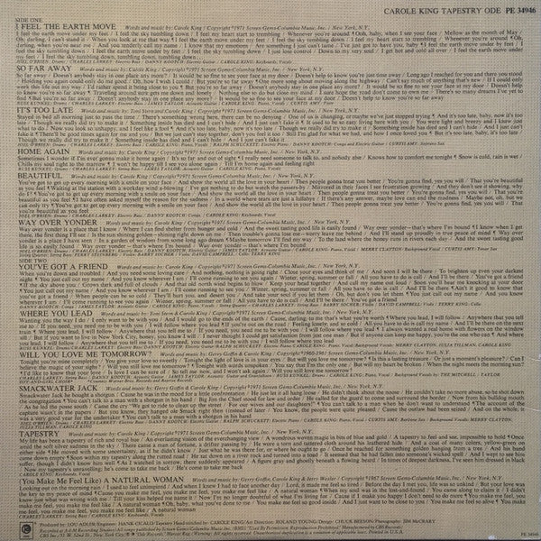 Carole King - Tapestry (LP, Album, RE, San)