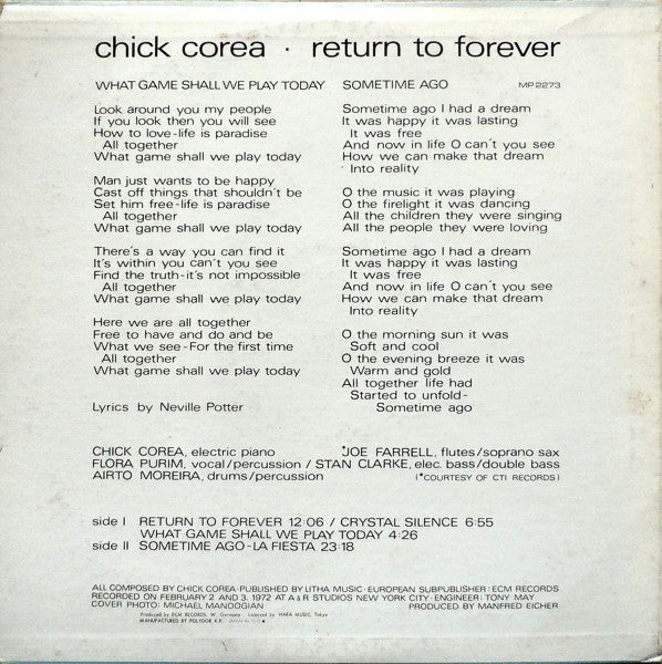 Chick Corea - Return To Forever (LP, Album)