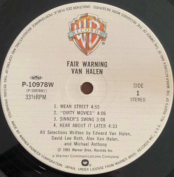 Van Halen - Fair Warning (LP, Album)