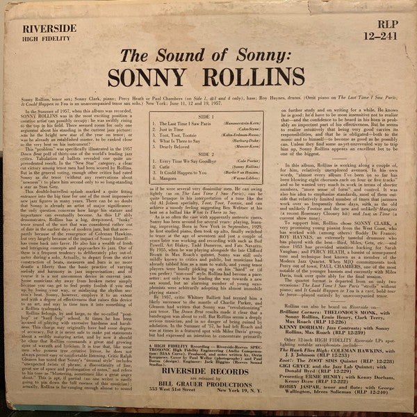 Sonny Rollins - The Sound Of Sonny (LP, Album, Mono)