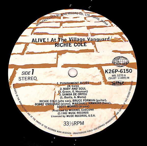 Richie Cole - Alive! At The Village Vanguard (LP, Album)